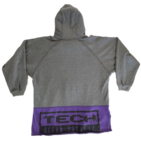 Ocean Pacific Tech Vintage Hoodie Made in USA XL Gray Purple 90s - Picture 2 of 8
